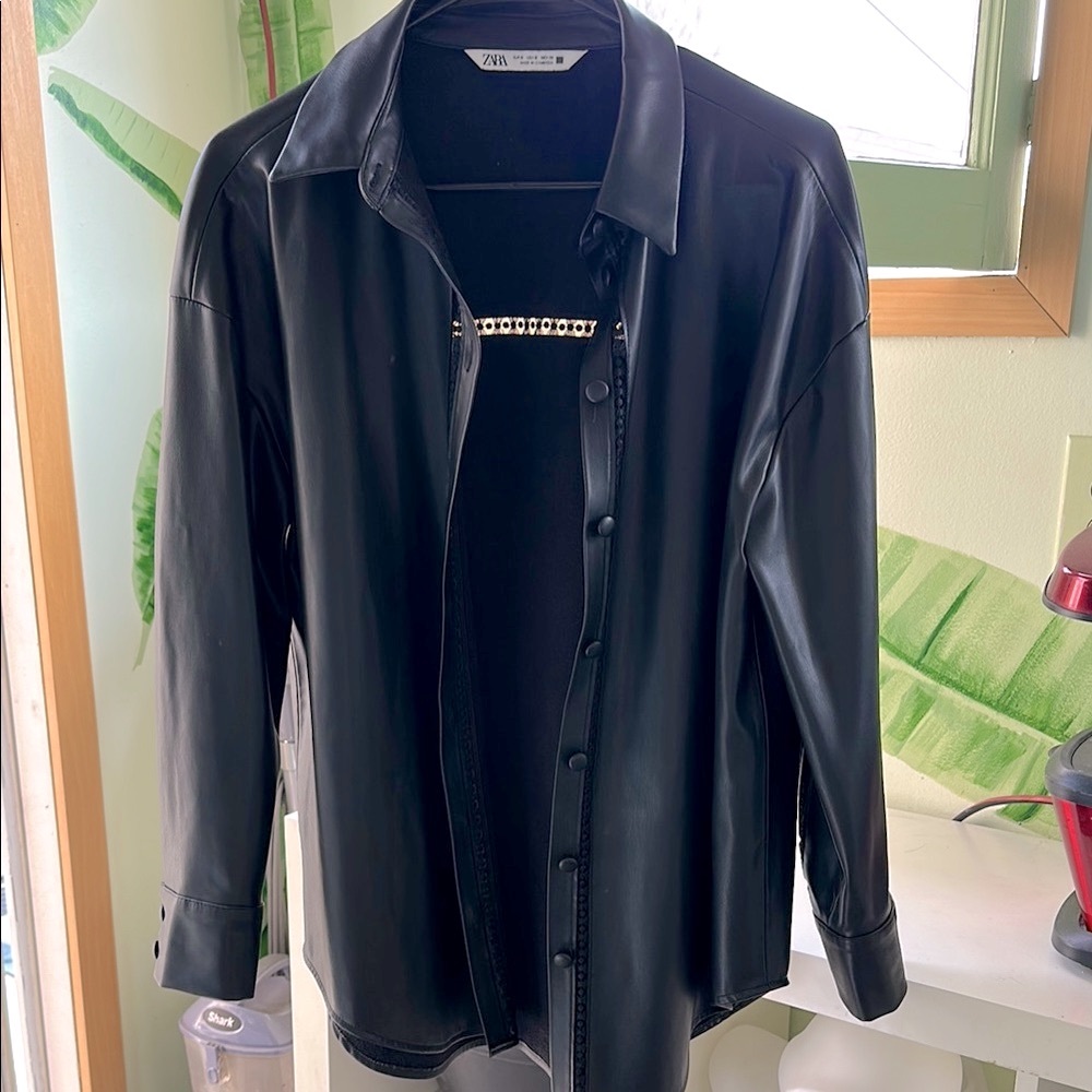 Zara Black Faux Leather Women’s Shirt